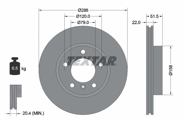 92055600 TEXTAR Тормозной диск (фото 1)