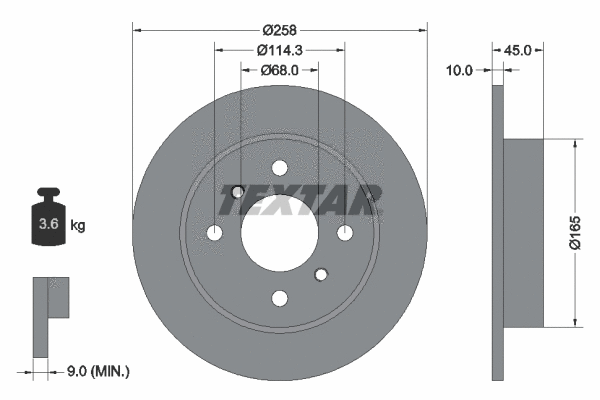 92056400 TEXTAR Тормозной диск (фото 1)