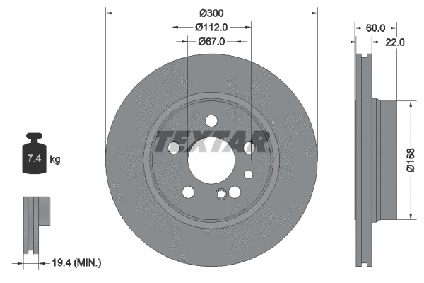 92056805 TEXTAR Тормозной диск (фото 1)