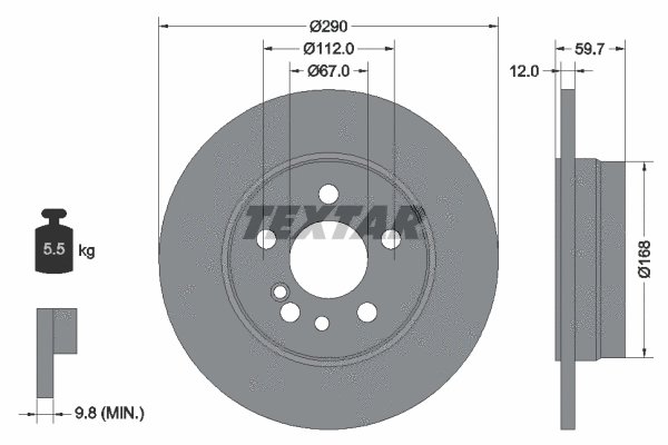 92056905 TEXTAR Тормозной диск (фото 1)