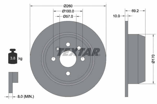 92057000 TEXTAR Тормозной диск (фото 1)