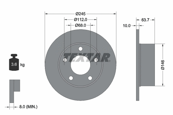 92057503 TEXTAR Тормозной диск (фото 1)