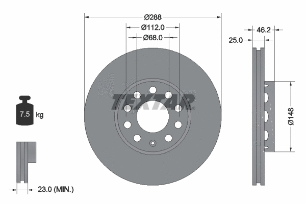 92057605 TEXTAR Тормозной диск (фото 1)