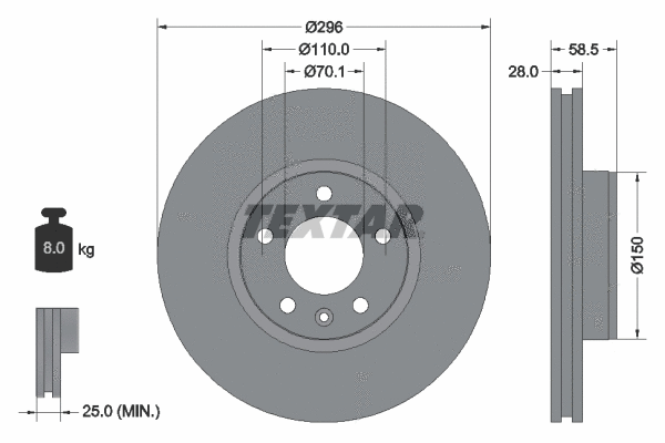 92057700 TEXTAR Тормозной диск (фото 1)