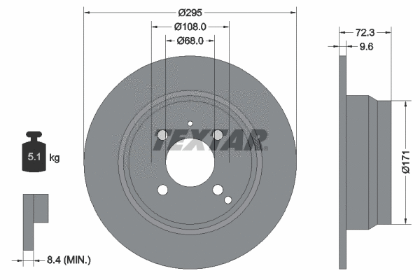 92058700 TEXTAR Тормозной диск (фото 1)