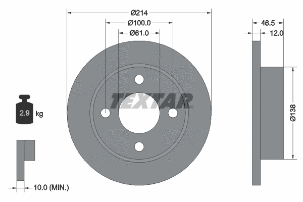 92059200 TEXTAR Тормозной диск (фото 1)