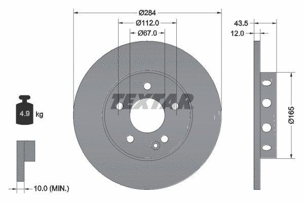 92059303 TEXTAR Тормозной диск (фото 1)