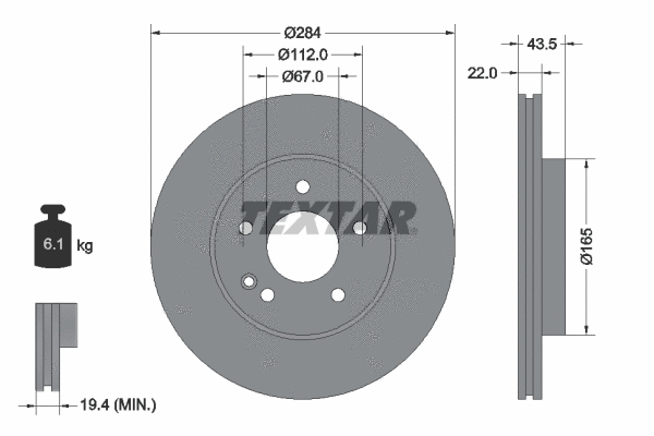 92059403 TEXTAR Тормозной диск (фото 1)