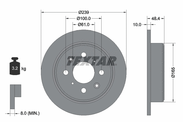 92060800 TEXTAR Тормозной диск (фото 1)