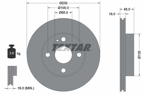 92061500 TEXTAR Тормозной диск (фото 1)