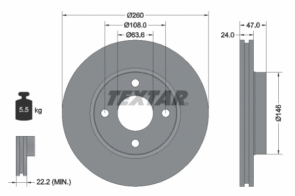 92063500 TEXTAR Тормозной диск (фото 1)