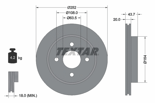 92063600 TEXTAR Тормозной диск (фото 1)