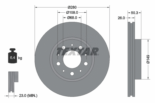 92066705 TEXTAR Тормозной диск (фото 1)