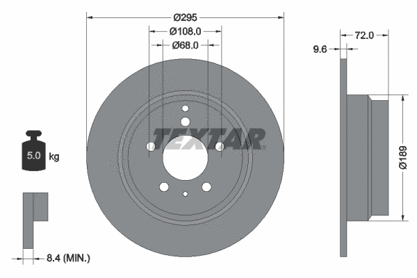 92066805 TEXTAR Тормозной диск (фото 1)