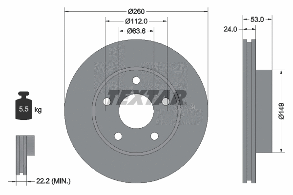 92067700 TEXTAR Тормозной диск (фото 1)