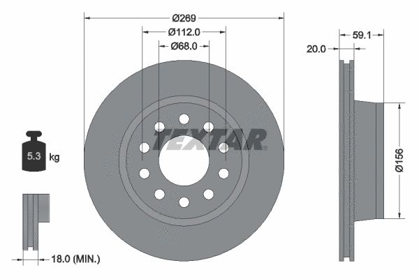 92068400 TEXTAR Тормозной диск (фото 1)