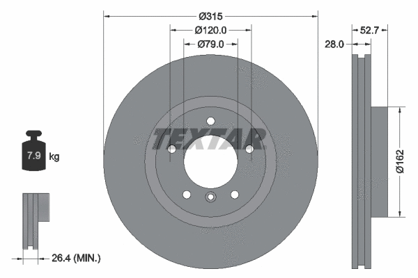92071100 TEXTAR Тормозной диск (фото 1)