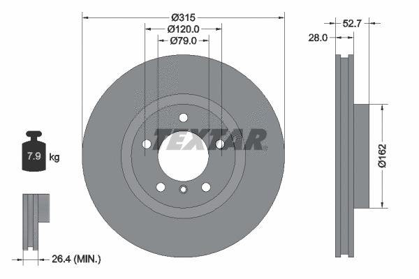 92071203 TEXTAR Тормозной диск (фото 1)