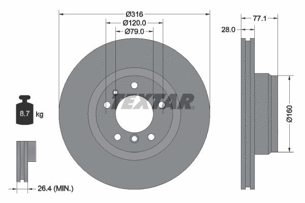 92071400 TEXTAR Тормозной диск (фото 1)