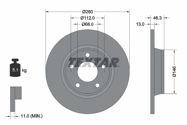 92071600 TEXTAR Тормозной диск (фото 1)