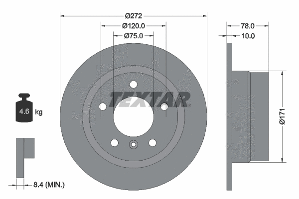 92072300 TEXTAR Тормозной диск (фото 1)