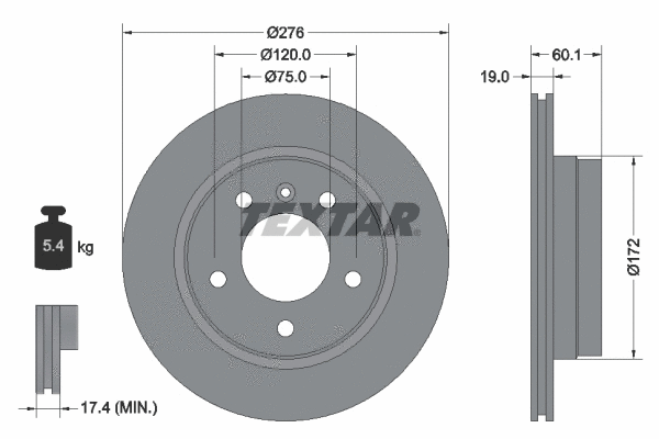 92072400 TEXTAR Тормозной диск (фото 1)