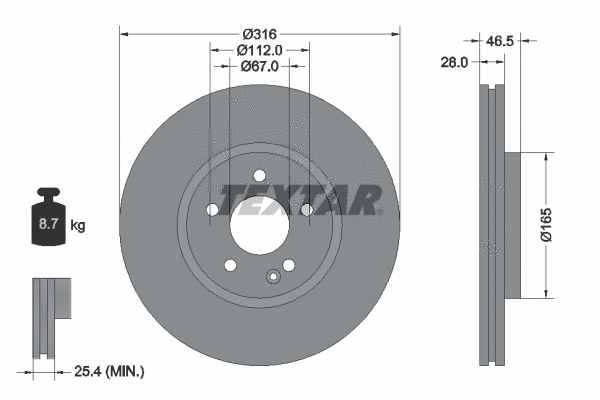 92073103 TEXTAR Тормозной диск (фото 1)