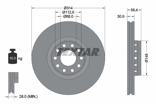 92073200 TEXTAR Тормозной диск (фото 1)