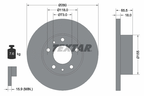 92073700 TEXTAR Тормозной диск (фото 1)
