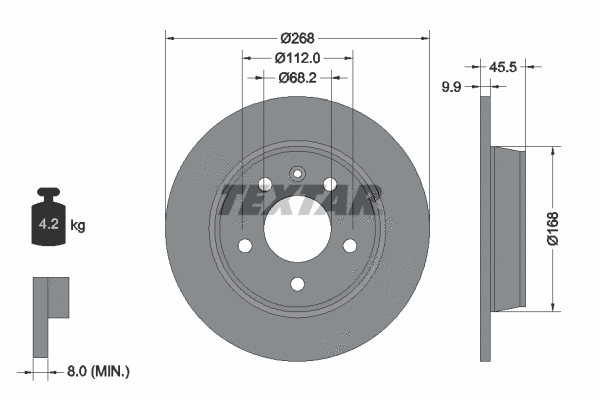 92074300 TEXTAR Тормозной диск (фото 1)