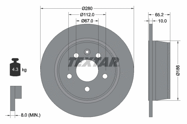 92074500 TEXTAR Тормозной диск (фото 1)