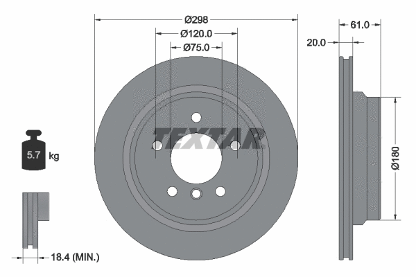 92075103 TEXTAR Тормозной диск (фото 1)