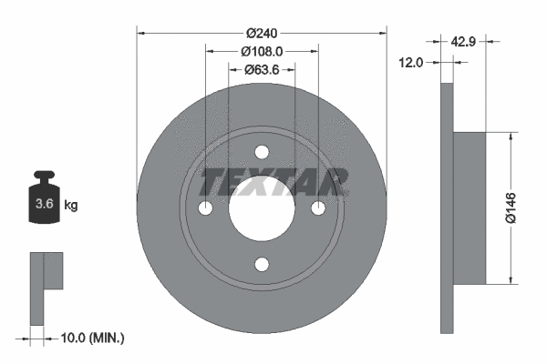 92075300 TEXTAR Тормозной диск (фото 1)