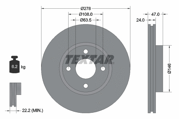 92075400 TEXTAR Тормозной диск (фото 1)