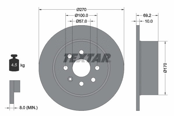 92075503 TEXTAR Тормозной диск (фото 1)
