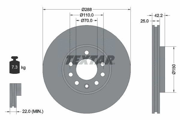 92075605 TEXTAR Тормозной диск (фото 1)