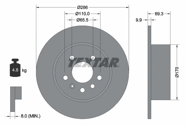 92075700 TEXTAR Тормозной диск (фото 1)