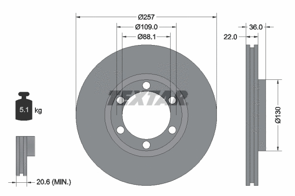 92075800 TEXTAR Тормозной диск (фото 1)