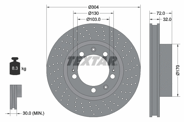 92076100 TEXTAR Тормозной диск (фото 1)