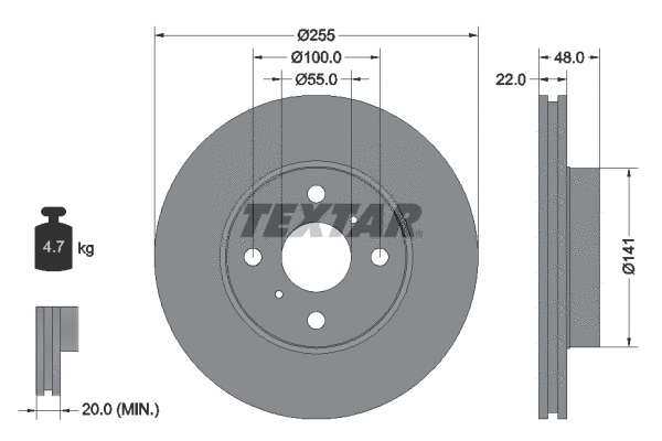 92077200 TEXTAR Тормозной диск (фото 1)