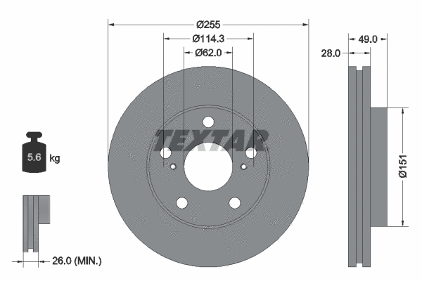 92077600 TEXTAR Тормозной диск (фото 1)