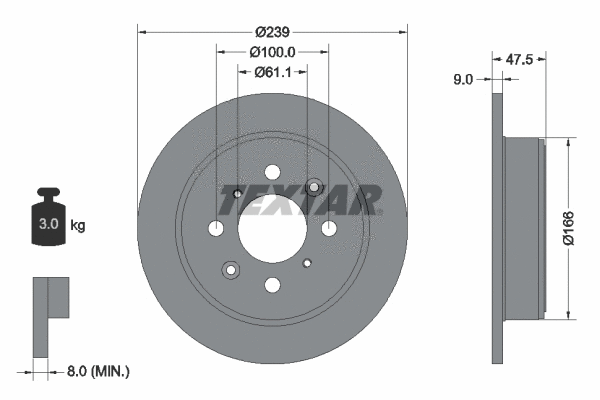 92077903 TEXTAR Тормозной диск (фото 1)