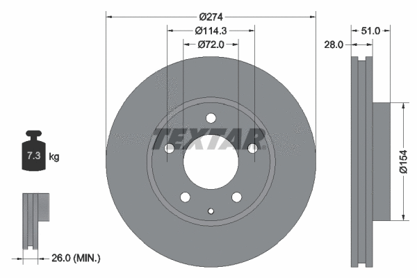 92079200 TEXTAR Тормозной диск (фото 1)