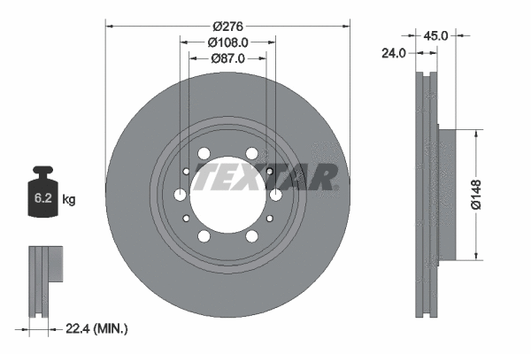 92079800 TEXTAR Тормозной диск (фото 1)