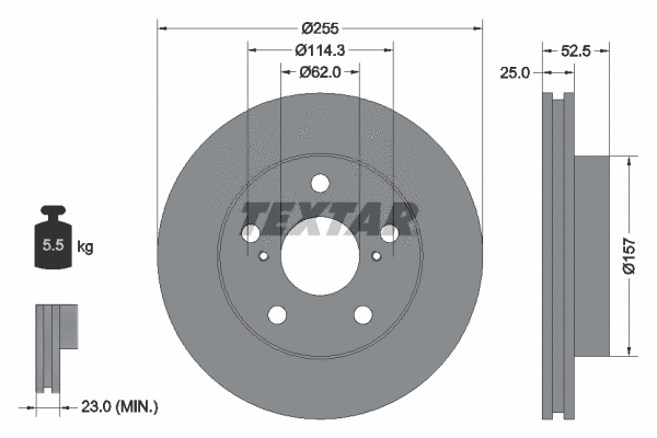 92080803 TEXTAR Тормозной диск (фото 1)