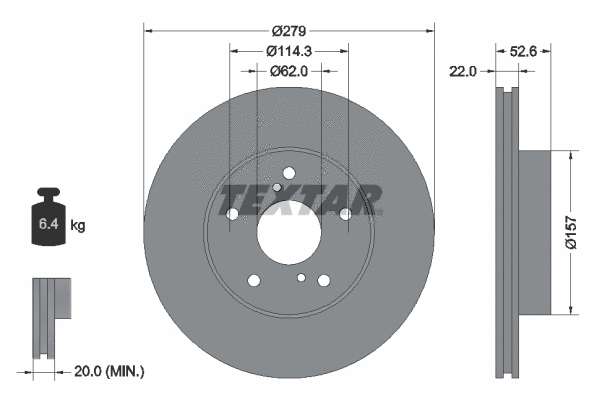92080903 TEXTAR Тормозной диск (фото 1)