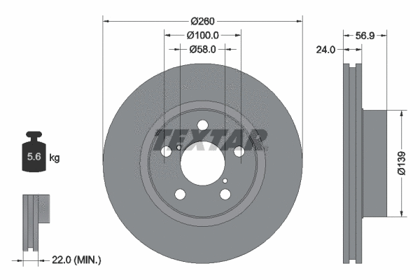 92081900 TEXTAR Тормозной диск (фото 1)