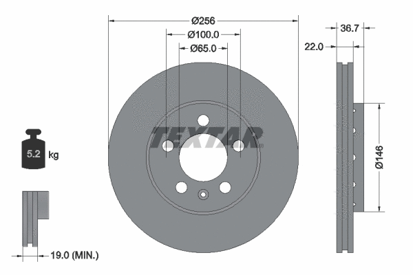 92082200 TEXTAR Тормозной диск (фото 1)