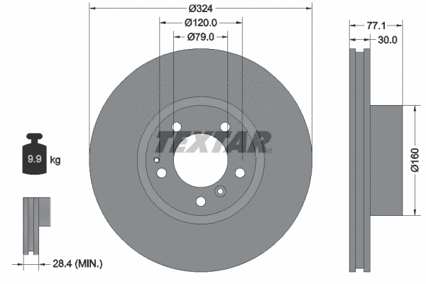 92083400 TEXTAR Тормозной диск (фото 1)