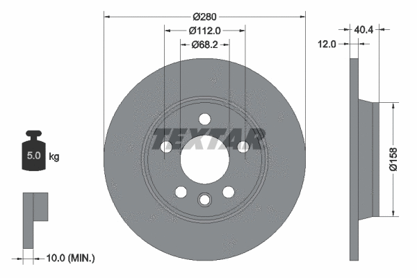 92083903 TEXTAR Тормозной диск (фото 1)
